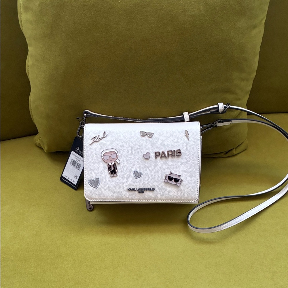 Karl Lagerfeld White Charm Crossbody Bag